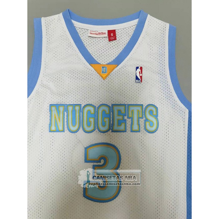 Camiseta Denver Nuggets Allen Iverson NO 3 Mitchell & Ness 2006-07 Blanco